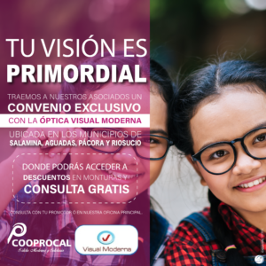 Lee más sobre el artículo COOPROCAL trae a sus asociados un excelente convenio con ÓPTICAS VISUAL MODERNA 😎