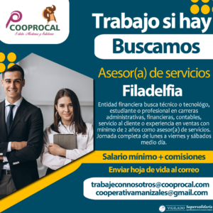 Lee más sobre el artículo TRABAJO SI HAY – BUSCAMOS ASESOR DE SERVICIOS EN FILADELFIA