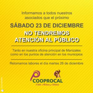 Lee más sobre el artículo SÁBADO 23 DE DICIEMBRE NO HABRÁ SERVICIO