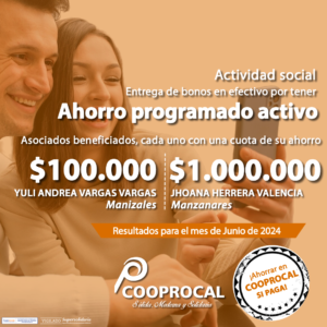 Lee más sobre el artículo Felicidades a nuestros asociados beneficiados en las actividades sociales de los AHORROS PROGRAMADOS del mes de Junio.