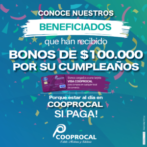 Lee más sobre el artículo Felicidades a nuestros asociados beneficiados en nuestra campaña de BONOS DE $100.000 por el mes de su cumpleaños🤩.