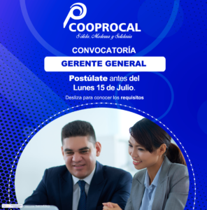 Lee más sobre el artículo Hacemos extensiva la invitación a participar en la CONVOCATORÍA DE GERENTE GENERAL para nuestra cooperativa.