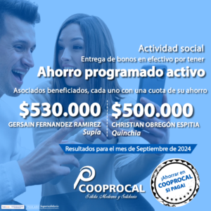 Lee más sobre el artículo Felicidades a nuestros asociados beneficiados en las actividades sociales de los AHORROS PROGRAMADOS del mes de SEPTIEMBRE.