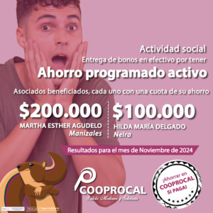 Lee más sobre el artículo Felicidades a nuestros asociados beneficiados en las actividades sociales de los AHORROS PROGRAMADOS del mes de NOVIEMBRE.