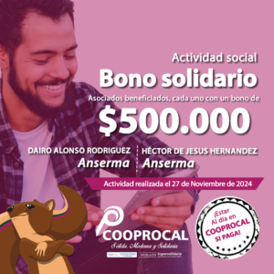 Lee más sobre el artículo Felicidades a nuestros asociados beneficiados en las actividades sociales del BONO SOLIDARIO del día 27 de Noviembre.